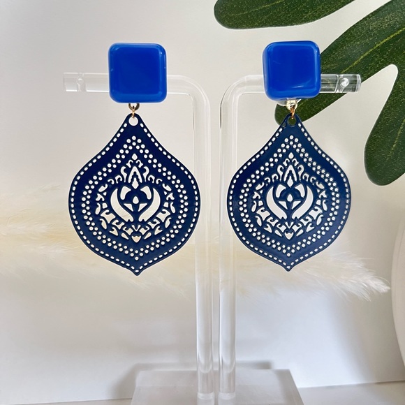 Colorful Ornate Earrings - Pop-of-color Statement Earrings - Summer Earrings - Picture 6 of 16